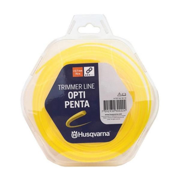 Петоъгълна жълта корда за моторна коса Husqvarna Opti Penta - 2.7 mm, 70 m