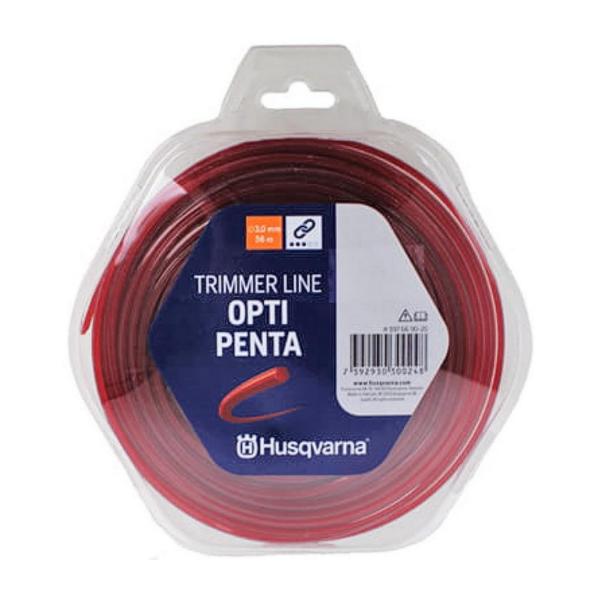 Петоъгълна червена корда за моторна коса Husqvarna Opti Penta - 3 mm, 56 m
