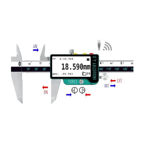 Дигитален шублер Microtech DataMet E-ink Bi-Force – 200 мм, 0,005 мм
