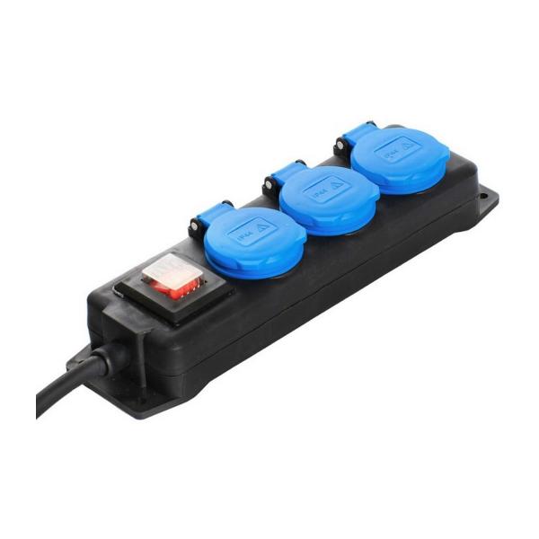Разклонител с кабел, капаци и ключ as-Schwabe 38603 – 3 гнезда, 1,5 м, IP44