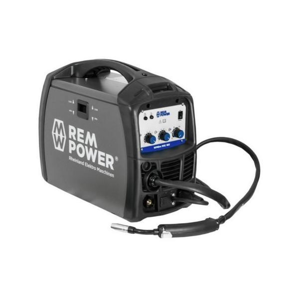 Телоподаващо устройство с въглероден диоксид REM Power WMEm MIG 180, 0311802503 - MIG/MAG и MMA, 180 DC A, 230 AC V, 1.6-3.2 mm, 0.6-1 mm