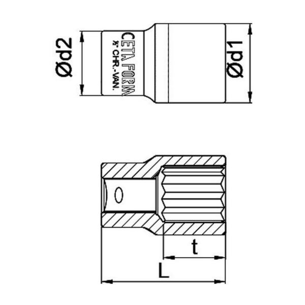 Вложка 12-стенна Ceta-Form 12307 - 24 mm, 1/2 inch