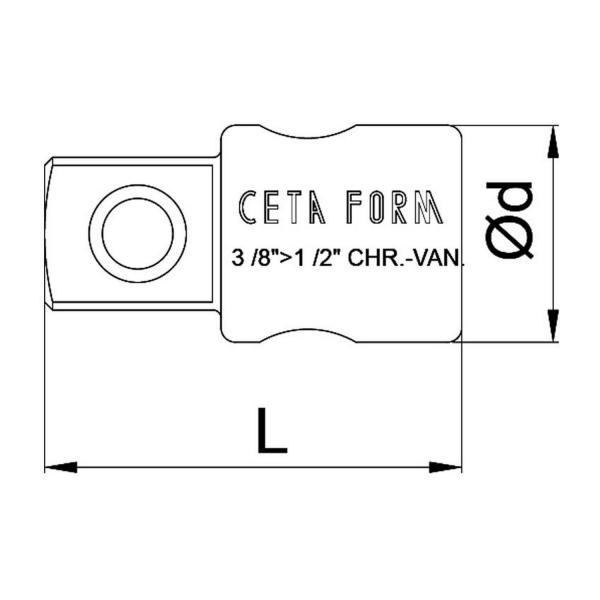 Адаптер за върток Ceta-Form 19742 - 3/8 inch F - 1/2 inch M