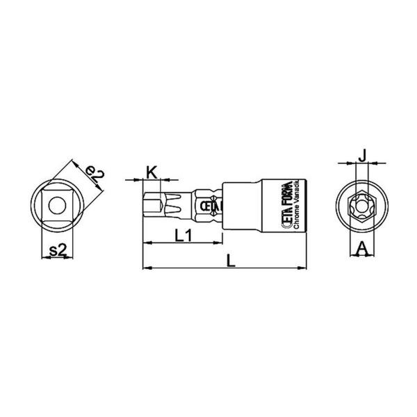 Вложка с накрайник бит Ceta-Form 30773 - T40, 1/4 inch