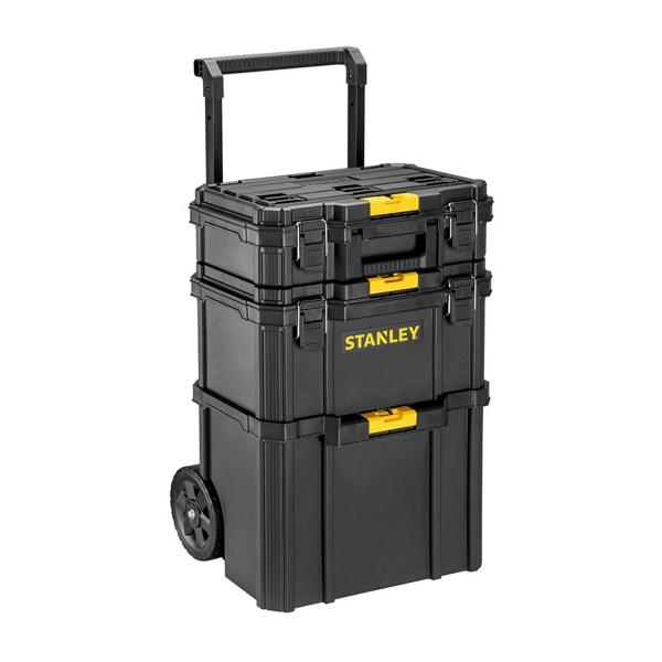 Комплект пластмасови куфари за инструменти на колела Stanley STST83319-1 - 550x400x740 mm, до 45 kg, черен, 3 бр.