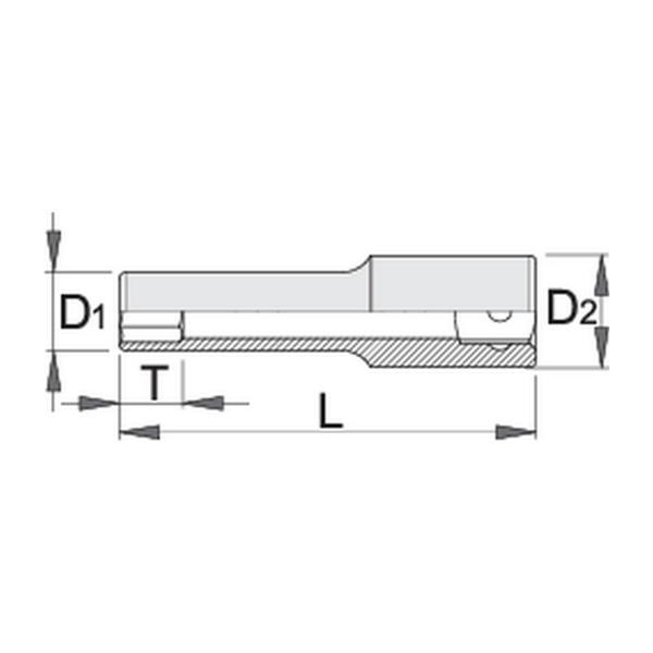 Удължена вложка 12-стенна Unior 190/1 L 12p, 610783 - 1/2 inch, 9/16 inch
