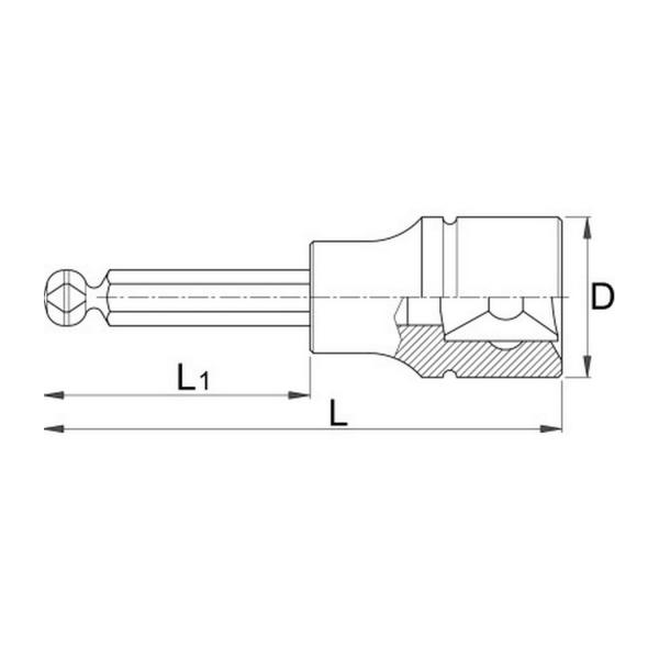 Удължена вложка с шестограм за работа под ъгъл Unior 192/2 HX SL, 619811 - 1/2 inch, 7-127 mm