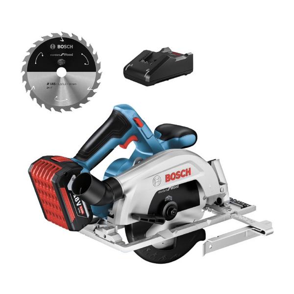 Акумулаторен ръчен циркуляр Bosch GKS 185-Li – 18 V, 5 Ah, Ø165 mm, 5000 r/min