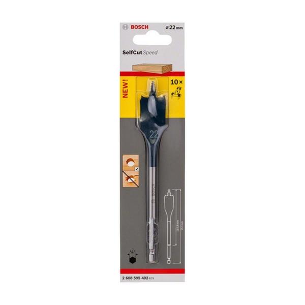 Свредло за дърво плоско с 6-стенна опашка Bosch Self Cut Speed, 2608900320 - ф 22 mm, 152 mm