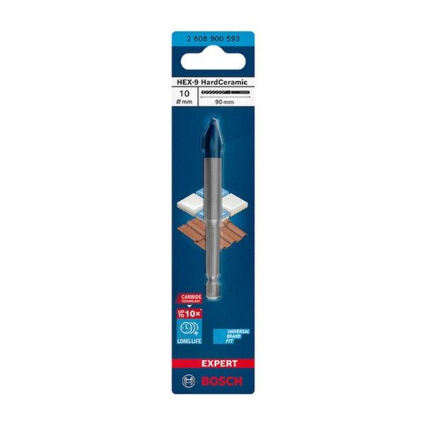 Свредло за стъкло и керамика с шестостенна опашка Bosch Expert HEX-9 HardCeramic, 2608900593 - ф 10 mm, 90 mm