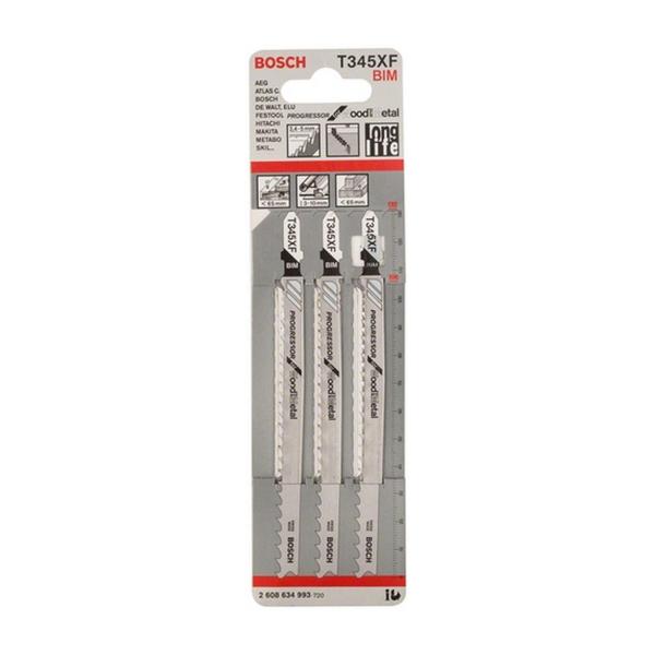 Нож за прободен трион за дърво и метал праволинейно Bosch T 345 XF Progressor for Wood and Metal, 2608634993 - 109/132 mm, 3 бр.