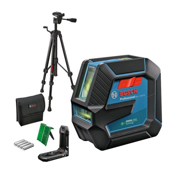 Линеен лазерен нивелир с 2 лъча и тринога Bosch GLL 2-15 G, 0601063W01 - 15 m, 0.3 mm/m