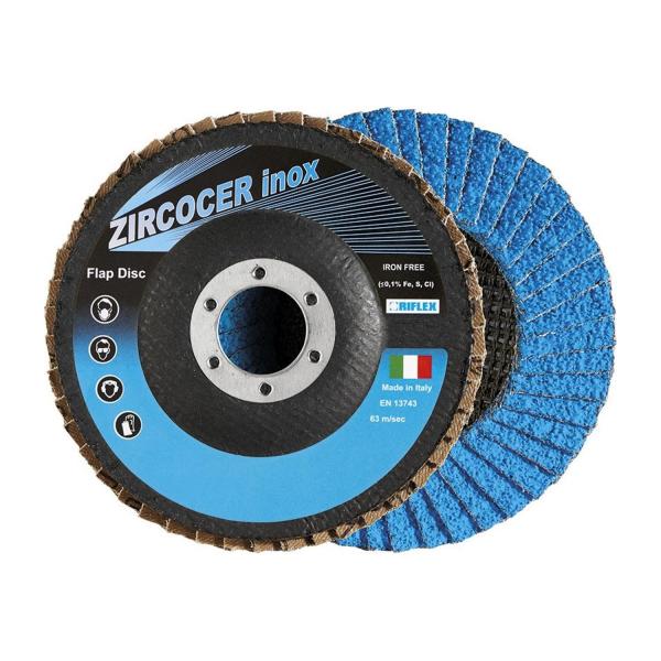 Ламелен диск за шлайфане на неръждаема стомана Fervi Riflex Zircocer Raptor, DF9800.322 - ф 125 mm, 22.23 mm, P40