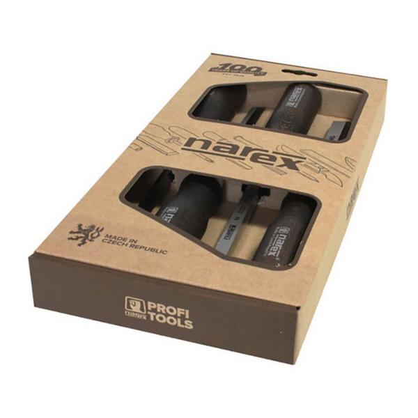Комплект плоски дърводелски длета с дървена дръжка Narex Bystrice 8636 Wood line, 8636 00 - 4/6/10/12 mm, 4 броя