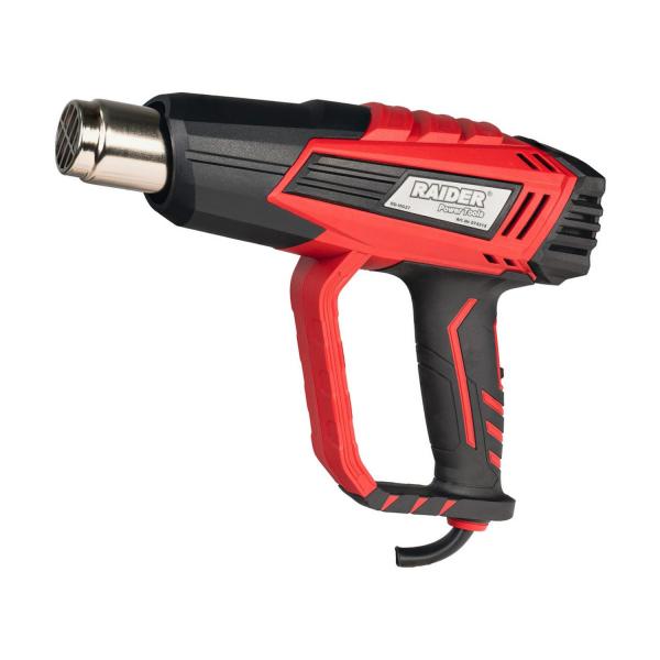 Пистолет за горещ въздух с 3 дюзи и куфар Raider Power Tools RD-HG27, 074315 - 2000 W, 600 °С, 300/500 l/min