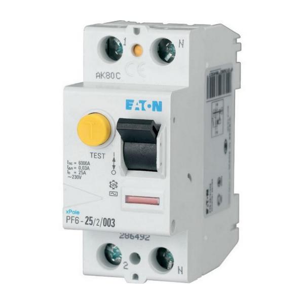 Дефектнотокова защита Eaton PF6-25/2/01 – 25 A, 2P, 100 mA, тип AC