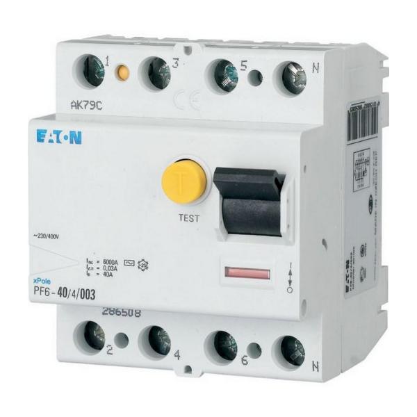 Дефектнотокова защита Eaton PF6-63/4/003 – 63 A, 4P, 30 mA, тип AC