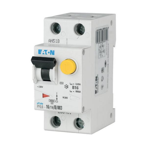 Дефектнотокова защита с прекъсвач Eaton PFL6-20/1N/C/003 – 20 A, 1P+N, 30 mA