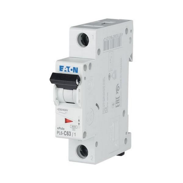 Автоматичен прекъсвач EATON PL6-C63/1, 286539 - 63 A, 1P