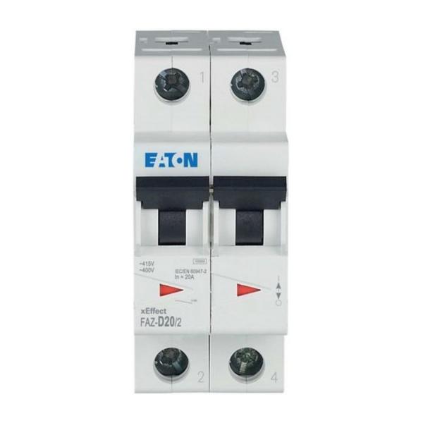 Автоматичен прекъсвач Eaton FAZ-D20/2 – 20 A, 2P, характеристика D