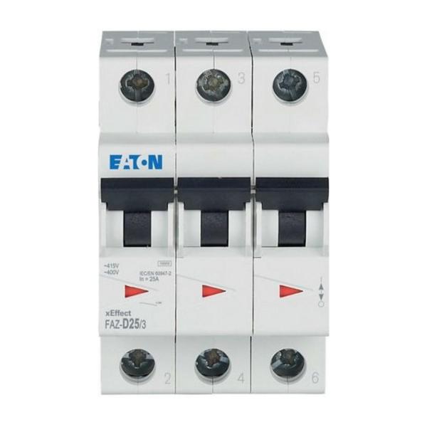 Автоматичен прекъсвач Eaton FAZ-D25/3 – 25 A, 3P, характеристика D