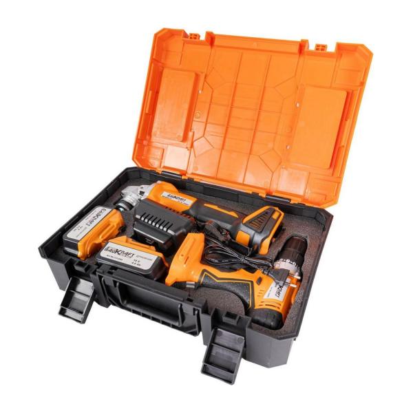 Комплект акумулаторен ударен винтоверт и ъглошлайф Baukraft BK-AGCDL2, 030610 - 18 V, 2x4 Ah