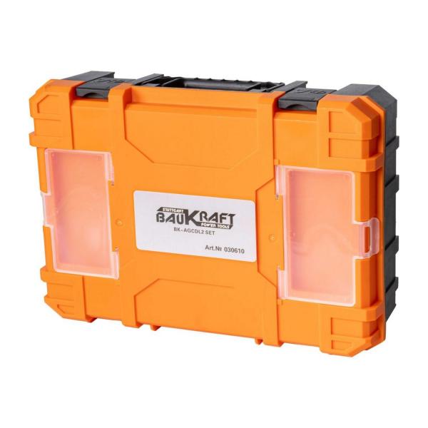 Комплект акумулаторен ударен винтоверт и ъглошлайф Baukraft BK-AGCDL2, 030610 - 18 V, 2x4 Ah