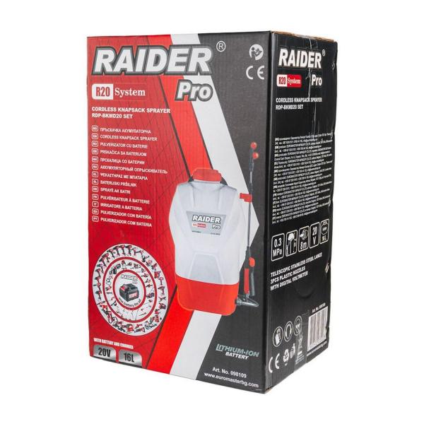 Акумулаторна пръскачка Raider Garden Tools RDP-BKMD20 Solo, R20, 098109 - 20 V, 3 bar, 16 L