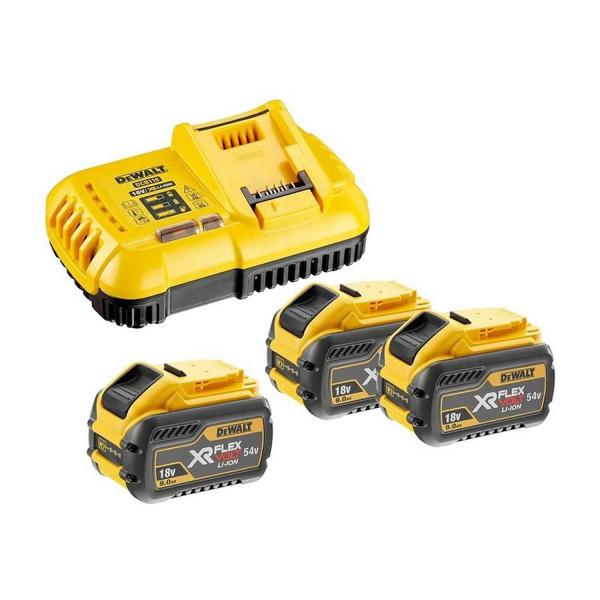 Акумулаторни батерии със зарядно DeWALT DCB118X3, Flexvolt 54/18 V, 3/9 Ah