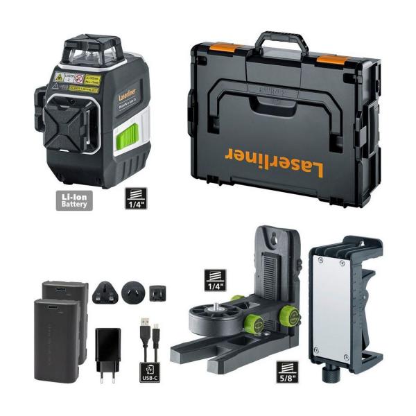 Линеен лазерен нивелир със зелен лъч, стойка и куфар с аксесоари Laserliner MasterPlane-Laser 3G Pro, 031.410L - 55 m, 0.2 mm/m