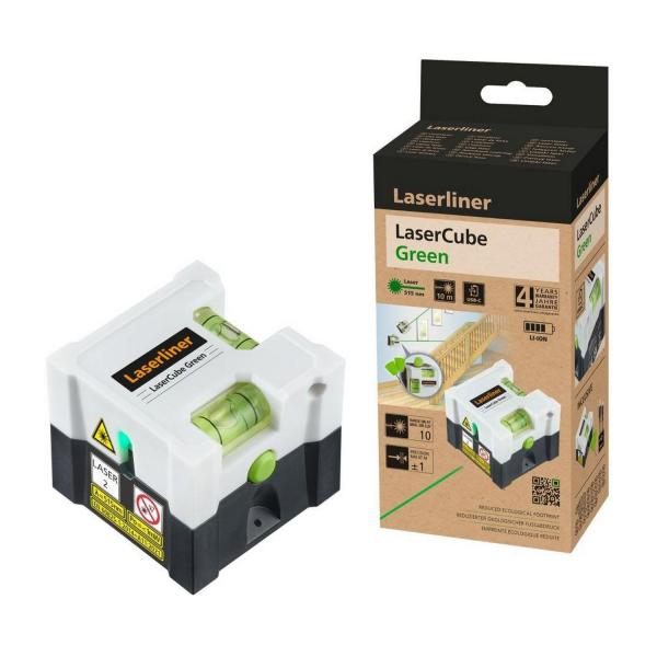 Линеен лазерен нивелир със зелен лъч Laserliner LaserCube green, 081.109E - 10 m, 1 mm/m