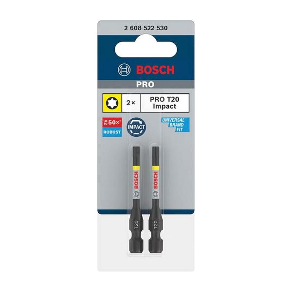 Ударен торсионен накрайник бит Bosch PRO Impact, 2608522530 - Torx TX20, 1/4, 50 mm, 2 броя