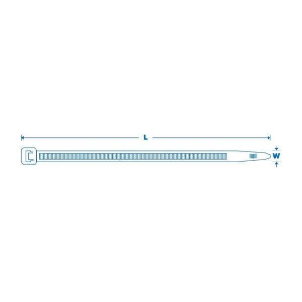 Найлонови бели кабелни връзки SAS ΑΚ-ΚΟ-009 - 300 x 3.6 mm, 100 броя
