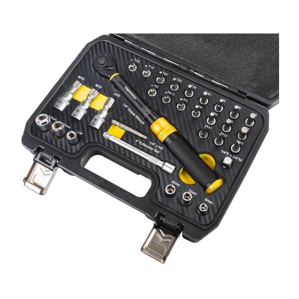 Динамометричен ключ с вложки и удължител Top Master Pro 331011 - 1/4, 5-25 Nm