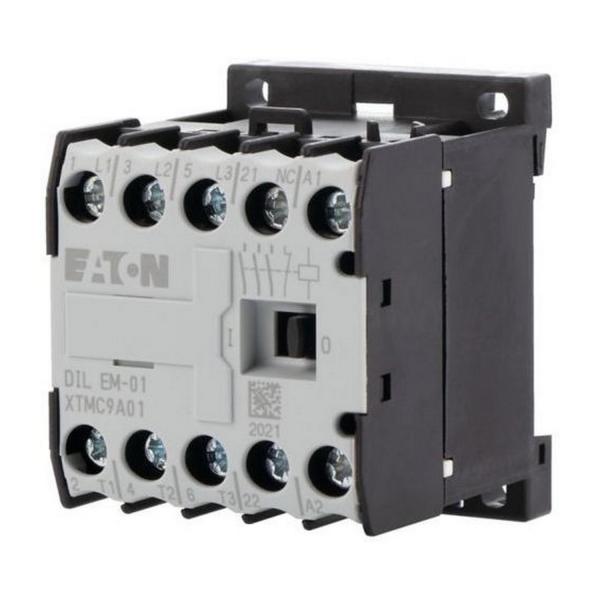 Контактор EATON DILEM-01(230V50HZ,240V60HZ), 051795 - 230 V 50 Hz, 240 V 60 Hz, 3 полюса, 380 V 400 V, 4 kW, 1 NC, Винтови клеми, AC работа