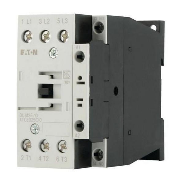 Контактор EATON DILM25-10(230V50HZ,240V60HZ), 277132 - 3 полюса, 380 V 400 V 11 kW, 1 N/O, 230 V 50 Hz, 240 V 60 Hz, AC работа, Винтови клеми