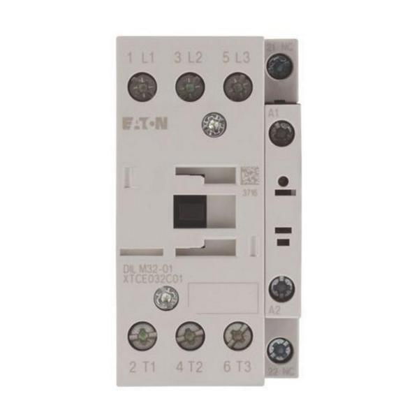 Контактор EATON DILM32-01(230V50HZ,240V60HZ), 277292 - 3 полюса, 380 V 400 V 15 kW, 1 NC, 230 V 50 Hz, 240 V 60 Hz, AC работа, Винтови клеми