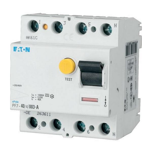 Дефектнотокова защита Eaton PF7-80/4/003-DE – 80 A, 4P, 30 mA, тип AC