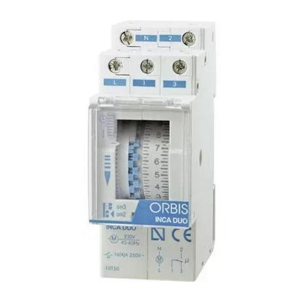 Таймер без батерия за поддържане на работата ORBIS INCA DUO D, OB330132 - 24h, 16A, 220V