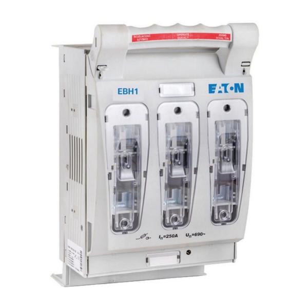 Разединител за свързване на кръгли проводниц EATON EBH1O3TS8, BT 250 A, AC 690 V, NH1, AC23B, 3P, IEC