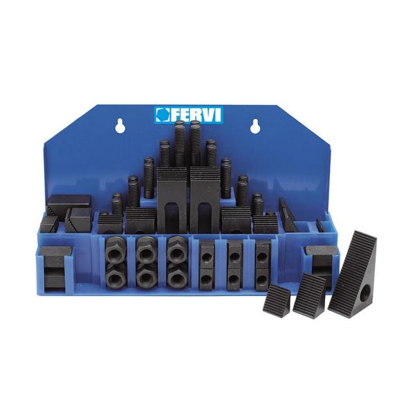 Комплект нископрофилна стяга за фрезови маси Fervi K001/18 - 58 бр., 16 mm