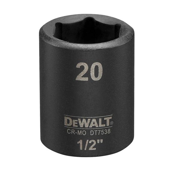 Ударна милиметрова вложка 6-стенна DeWALT DT7538-QZ - 20 mm, 1/2 inch
