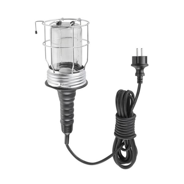 Лампа преносима Fervi с предпазна решетка с кабел 5 m, 60 W, 230 V, E27, черна 0429