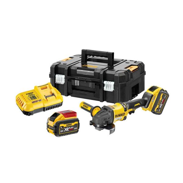 Акумулаторен ъглошлайф DeWALT DCG418X2 FlexVolt – 54/18 V, 2x3/9 Ah, 125 мм, 9000 об/мин