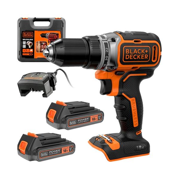 Акумулаторен винтоверт Black&Decker BL186K1B2-QW - 18 V, 2 Ah, 52 Nm, 13 mm