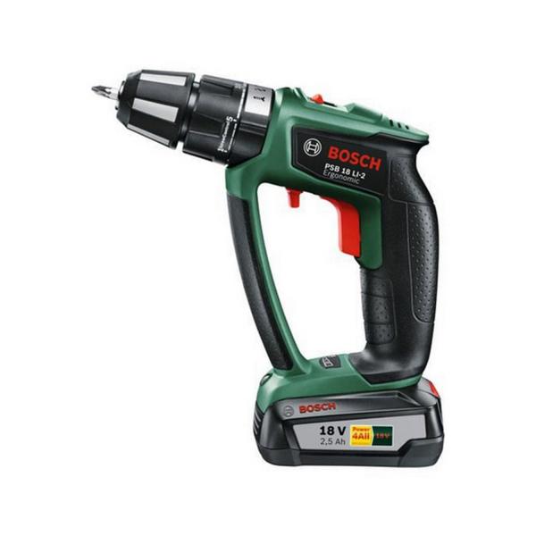 Акумулаторен ударен винтоверт Bosch PSB 18 LI-2 Ergonomic, 06039B0300 - 18 V, 2.5 Ah, 32 Nm, 1.5-13 mm