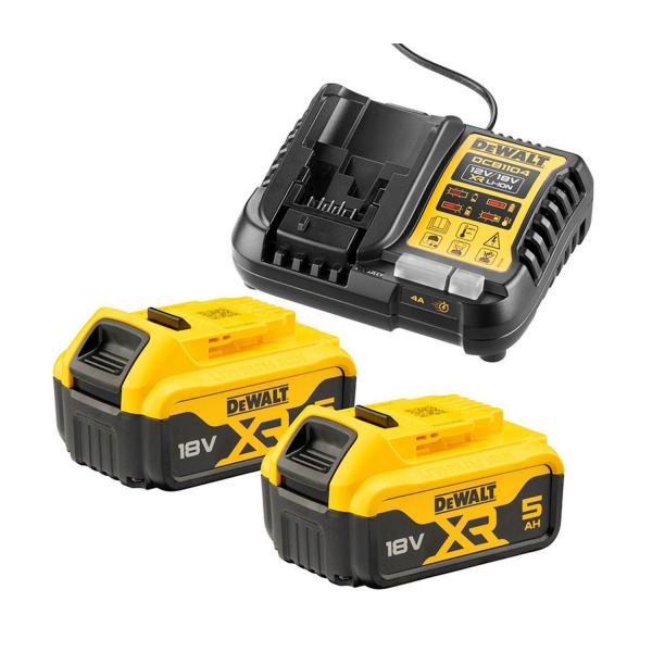 Акумулаторни батерии и зарядно устройство DeWALT DCB1104P2-QW - 18 V, 5 Ah, 2 бр.