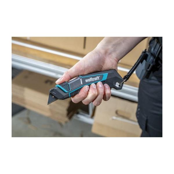 Метален макетен нож с трапецовидно прибиращо се острие Wolfcraft Pro Safety, 4292000 - 61 mm