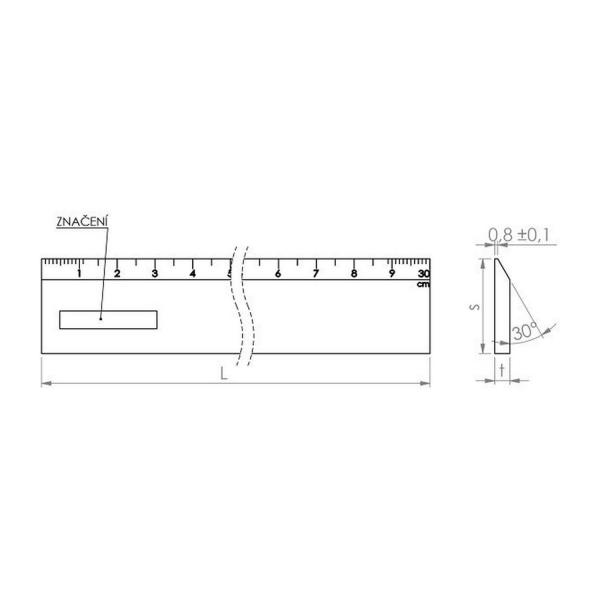 Стоманена скосена линийка K-MET 1007-02-200 – 2000x40x8 мм, 30°