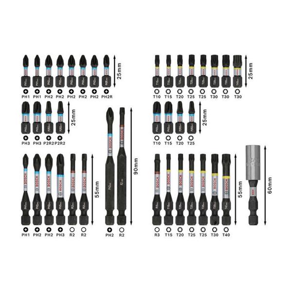 Комплект ударни битове за винтоверт Bosch PRO Impact, 2608521U79 - 44 части